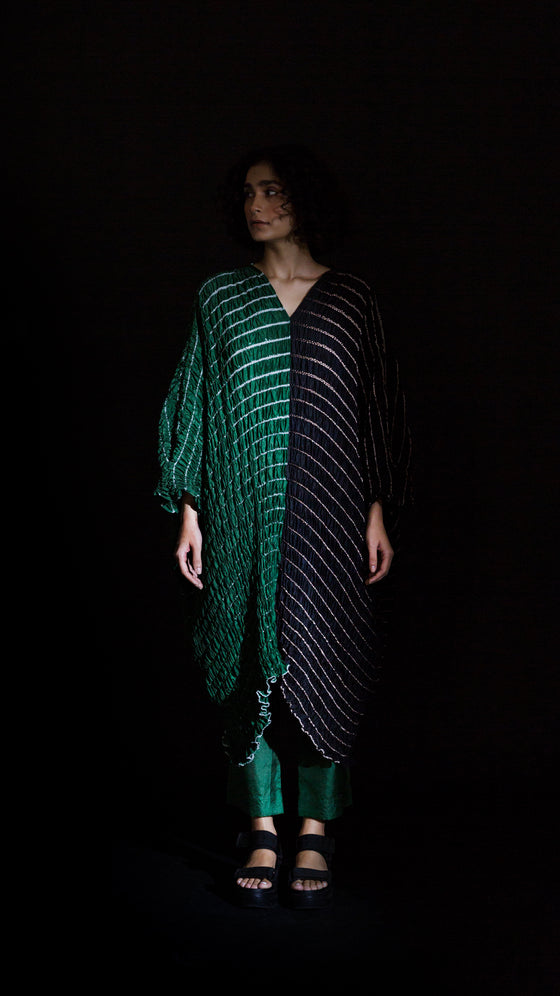 SHELL KAFTAN -  BOTTLE GREEN / BLACK