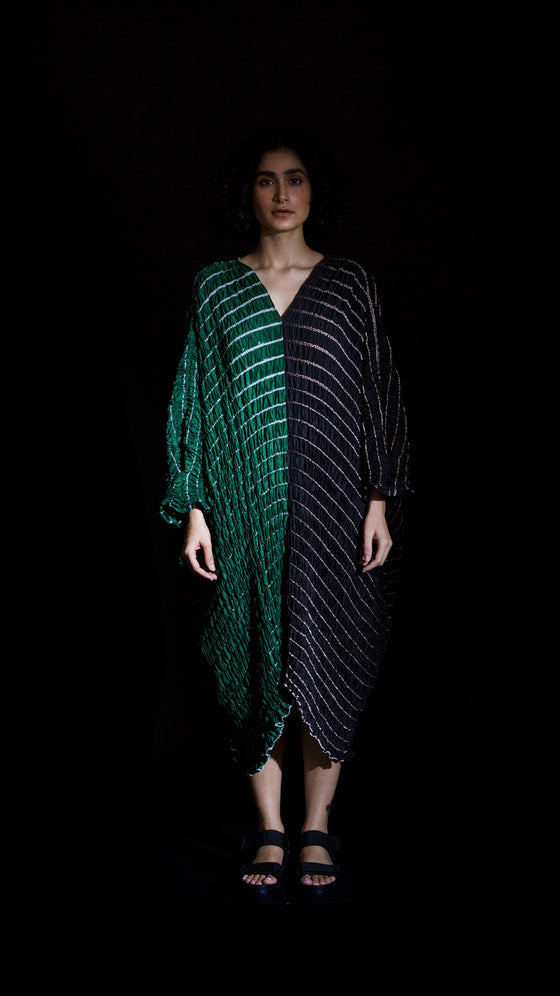 SHELL KAFTAN -  BOTTLE GREEN / BLACK