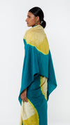 POLKA SHIBORI SAREE - LIME/TEAL