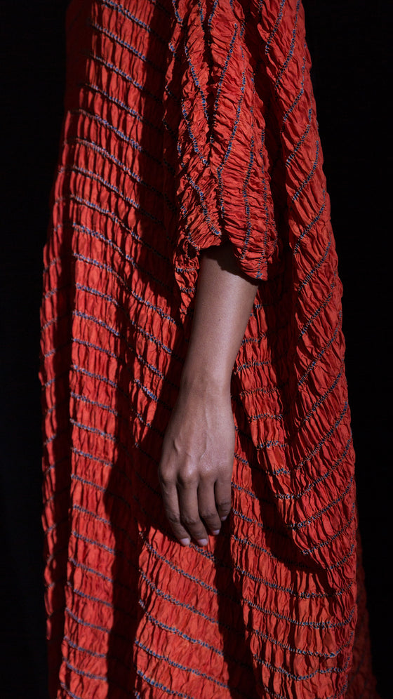 SHELL KAFTAN - RUST RED / NAVY