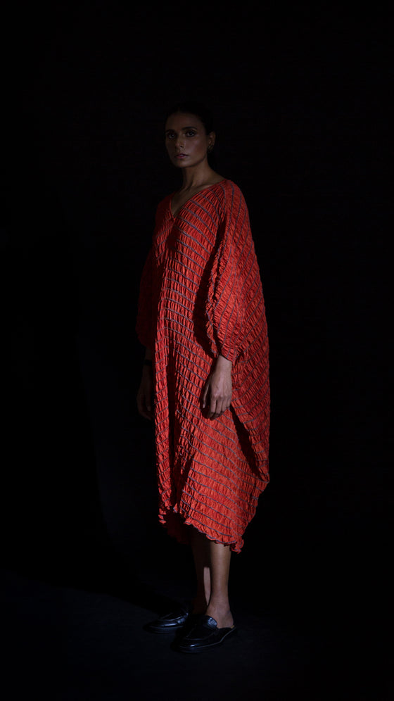 SHELL KAFTAN - RUST RED / NAVY