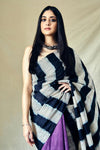 Colour-blocked Checkered Silk Saree