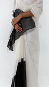 BLACK AND WHITE SEMICIRCLE ORGANZA SAREE