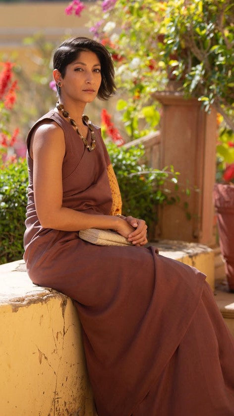 Brown Handsfree Silk Saree