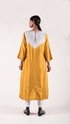 Mustard-Grey Shibori Silk Kurta