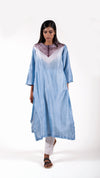 Icy blue-Brown Shibori Silk Kurta
