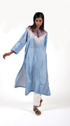 Icy blue-Brown Shibori Silk Kurta