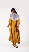 Mustard-Grey shibori kaftan