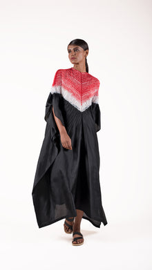  Black-Red shibori kaftan