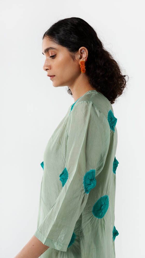 GREEN - LAVENDER POLKA KURTA