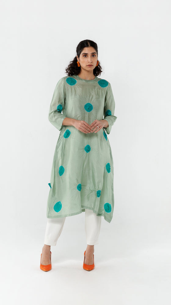 GREEN - LAVENDER POLKA KURTA