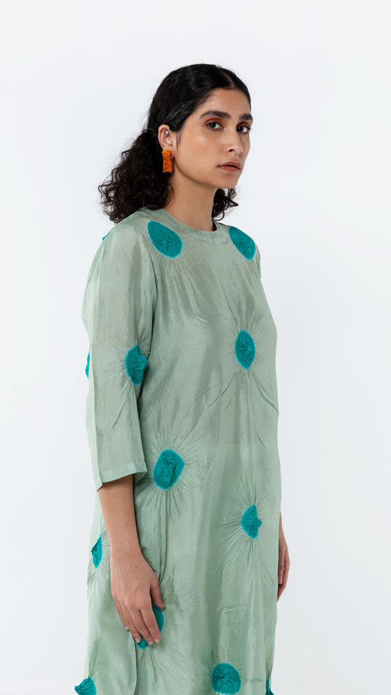GREEN - LAVENDER POLKA KURTA