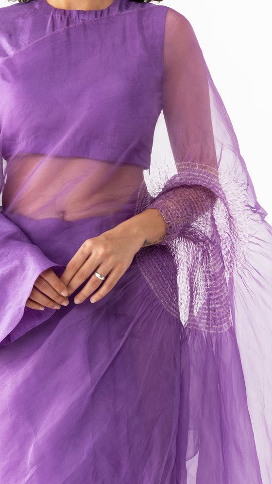 HANDSFREE SAREE, SILK ORGANZA - LAVENDER