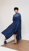 Navy Silk Shibori Kaftan