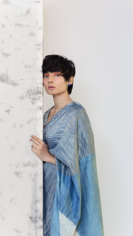Naturally Dyed Metallic Shibori Saree