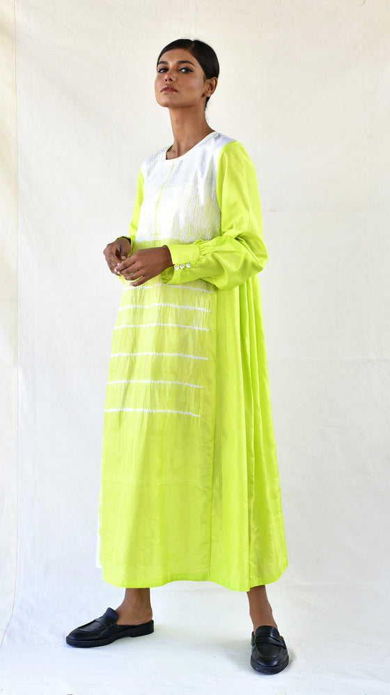 Lime Silk Shibori Dress