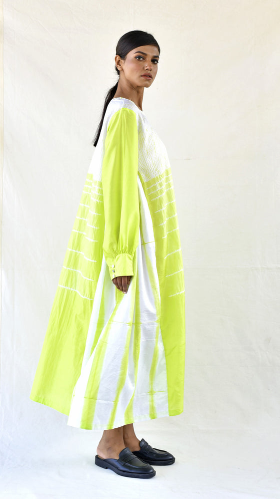 Lime Silk Shibori Dress