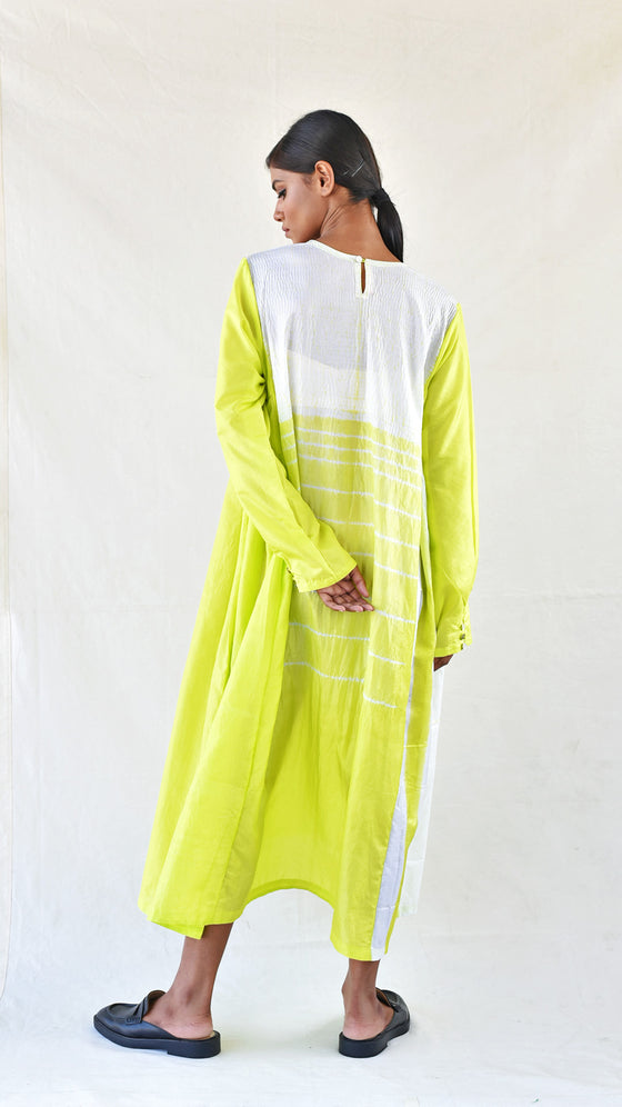 Lime Silk Shibori Dress