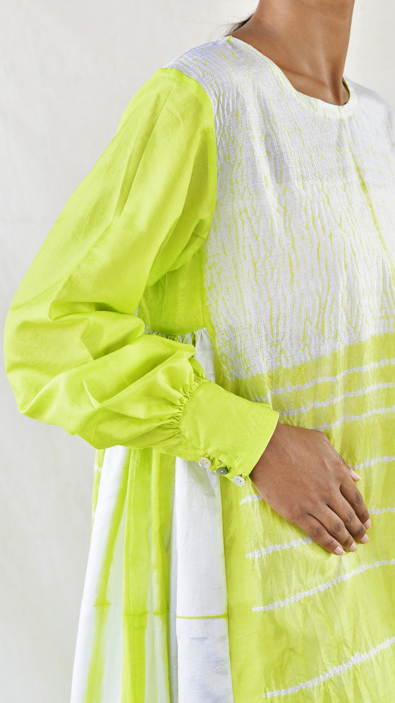 Lime Silk Shibori Dress
