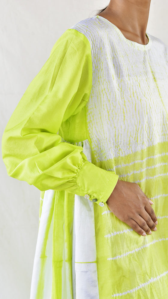 Lime Silk Shibori Dress