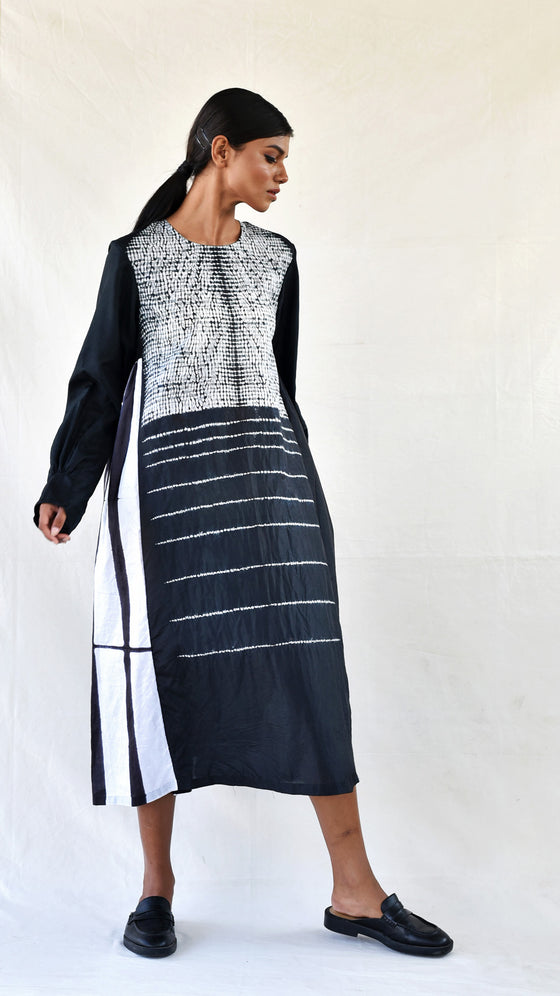 Black Silk Shibori Dress