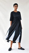 Black and White Temple Silk Dress