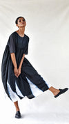 Black and White Temple Silk Dress