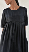 Black and White Temple Silk Dress