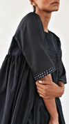 Black and White Temple Silk Dress