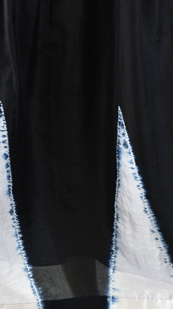 Black and White Temple Silk Dress