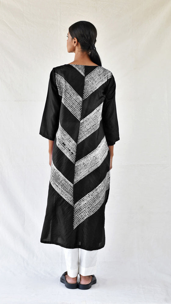 Black Silk Shibori Kurta