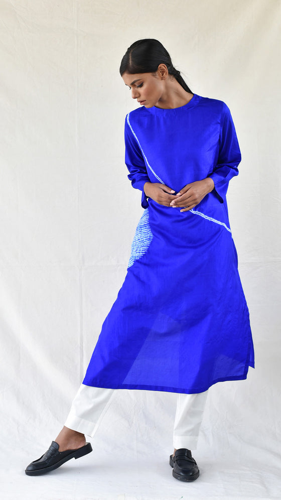 Royal blue Silk Shibori Kurta