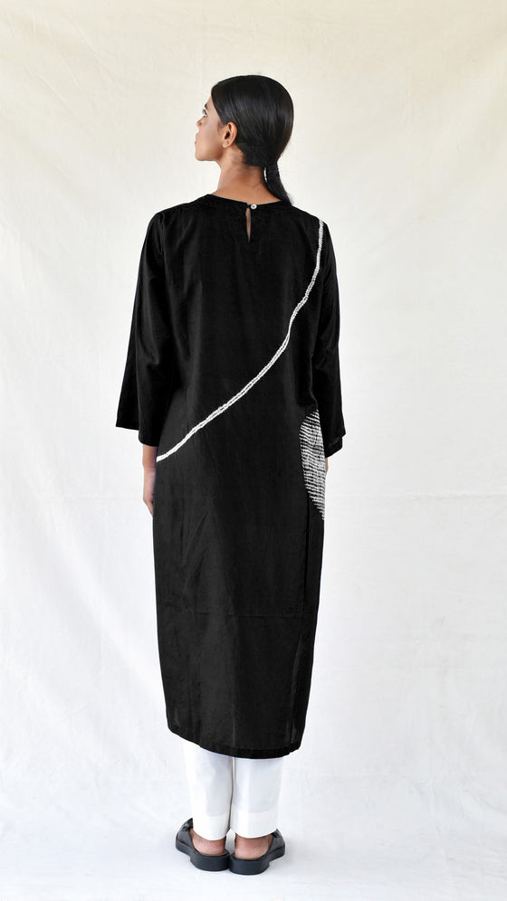 Black Silk Shibori Kurta