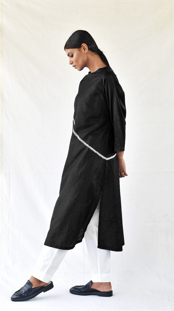 Black Silk Shibori Kurta