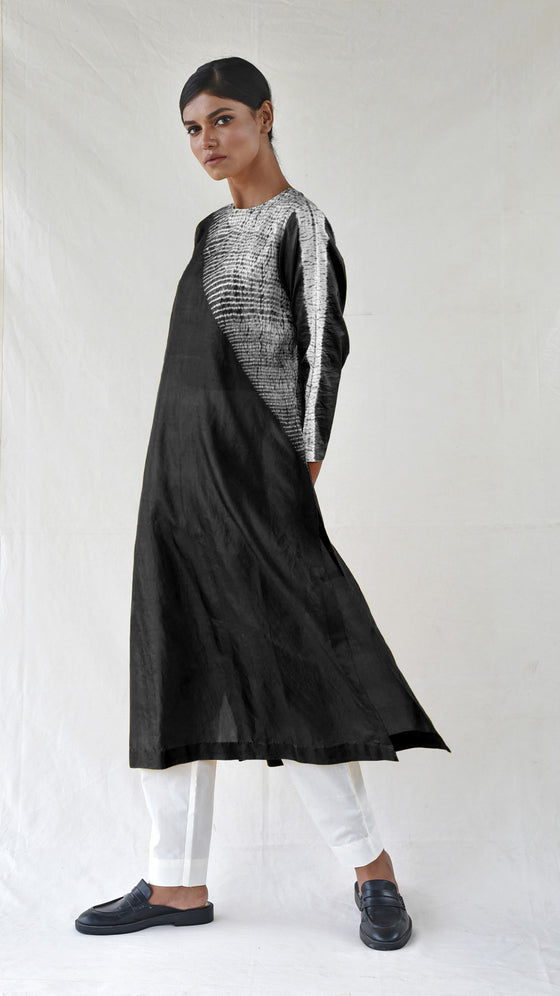 Black Silk Shibori Kurta