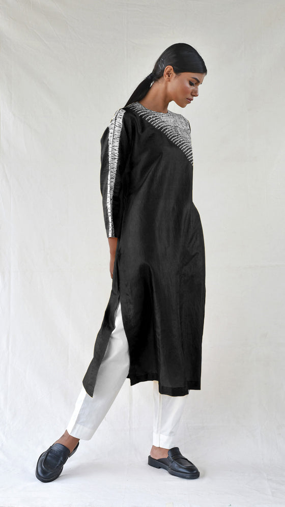 Black Silk Shibori Kurta