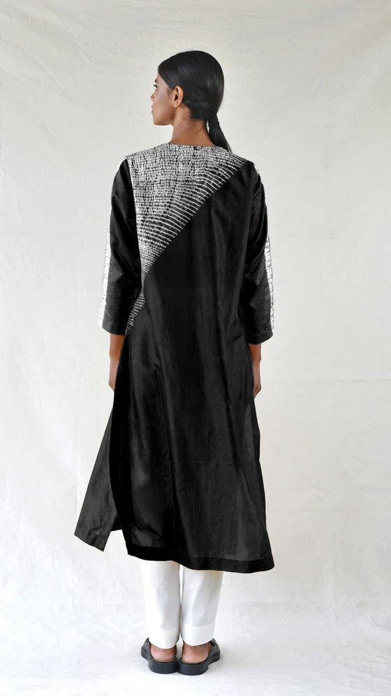 Black Silk Shibori Kurta