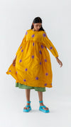 MUSTARD LAVENDER POLKA DRESS