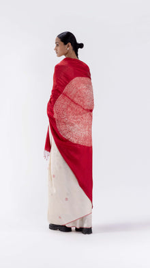  ORBIT JAMDANI SAREE - IVORYRED