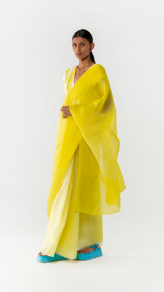 ORBIT ORGANZA SAREE - YELLOW