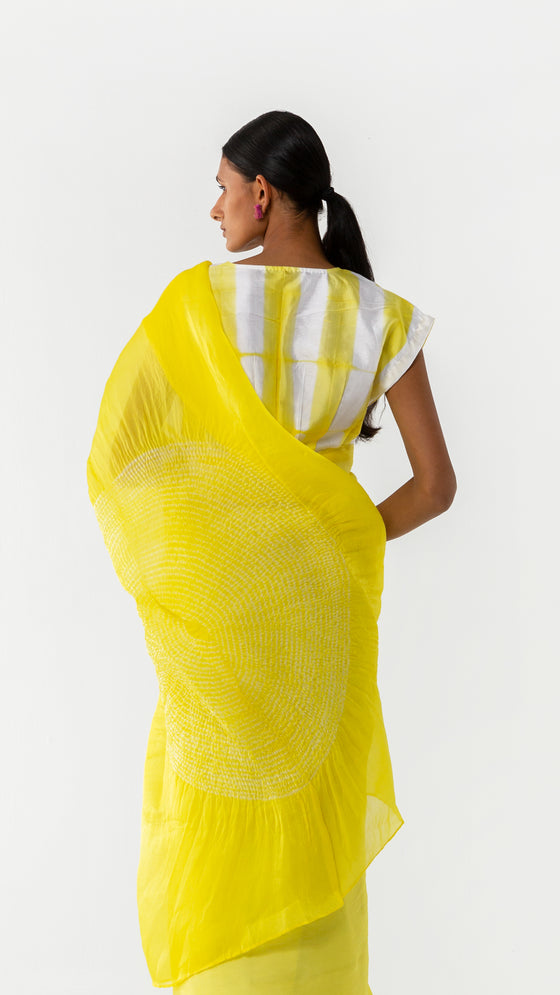 ORBIT ORGANZA SAREE - YELLOW