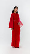 RED AND PINK HANDSFREE ORGANZA SAREE