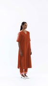 NAMI SILK KURTA CO-ORD SET IN RUST RED