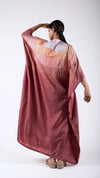 Colour Blocked Silk Kaftan - Almond