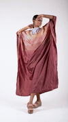Colour Blocked Silk Kaftan - Almond