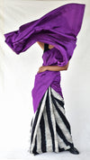 Colour-blocked Checkered Silk Saree