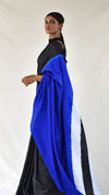 Blue-Black Colour-blocked Shibori Saree