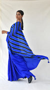 Royal blue-black Shibori Silk Saree