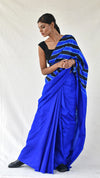 Royal blue-black Shibori Silk Saree