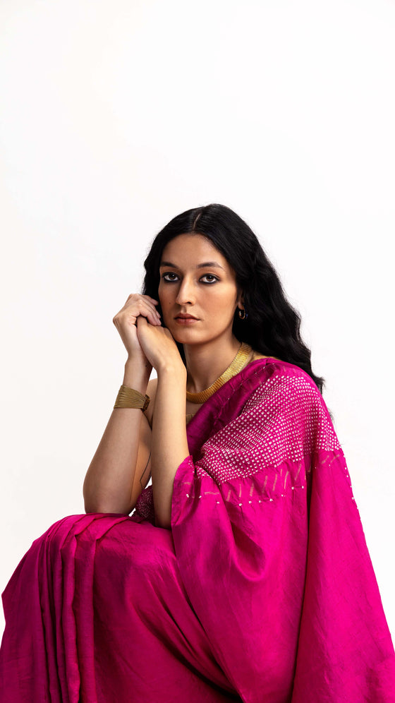 PANORAMA JAMBAN SAREE - MAGENTA